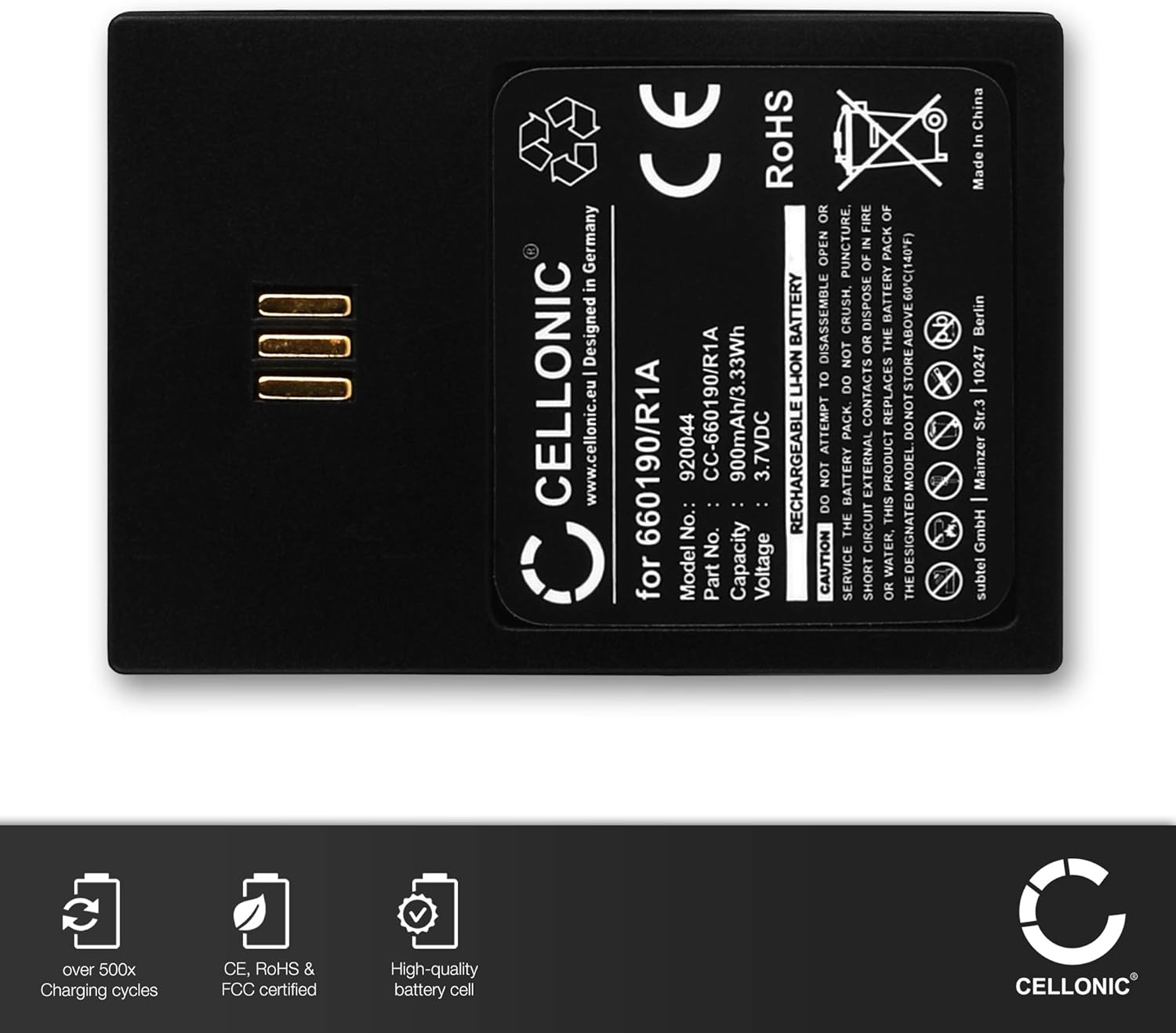CELLONIC, battery compatible with Unify OpenStage WL3 compatible with Ascom i62, D62 DECT (900mAh - Image 4