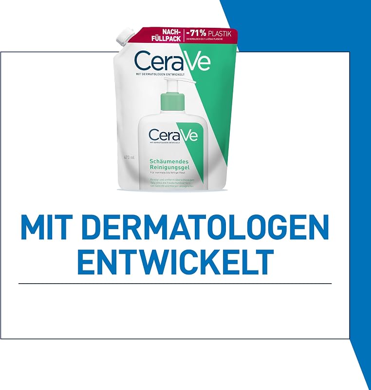 Schäumendes Reinigungsgel Refill für Gesicht und Körper, Normale bis fettige Haut, Mit Hyaluron und 3 essenziellen Ceramiden