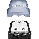 Recoil BDB12 2-Way Power Distribution Block Ground Car Audio Amplifier | Distributor 1 X 0/2/4 Gauge In / 2 X 0/2/4 Gauge Out Splitter