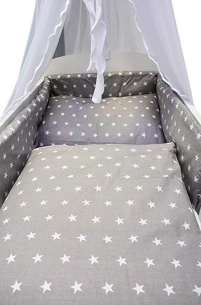 Best For Kids Komplettset Babybett Patrick 70x140 cm mit Matratze 10 cm und Bettwäsche inkl. Decke und Kissen - 6 Design (Ste