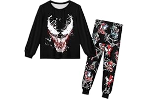 Poterloy Boys Hero Graphic Print 2 Piece Pants Set Sweatshirt Outfit for Toddlers and Big Kids