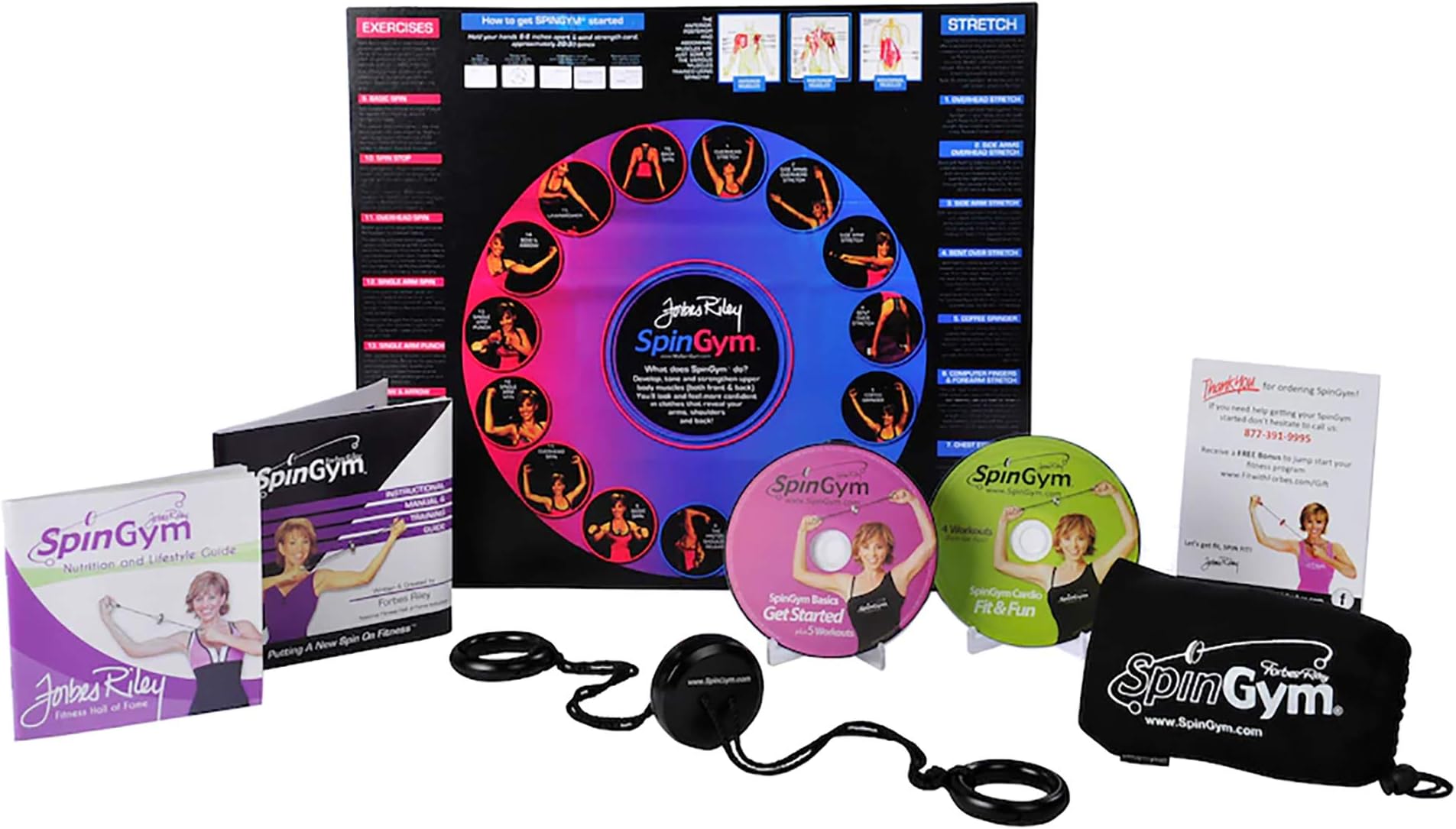 SpinGym Forbes Riley Deluxe Upper Body Fitness Workout System with 2 Workout DVDs and Case - Black