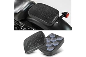 goodfitment - Motorcycle Pillion Passenger Pad Seat, Black Leather Pillion Pad w/ 8 Suction Cup Rear Passenger Seat Compatible with Harley Custom Bikes and More