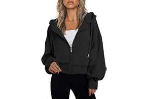 Oyamiki Oversized Cropped Zip Up Hoodies for Women Drop Shoulder Pockets Sweatshirts Fall Jackets Veste Automne Femme