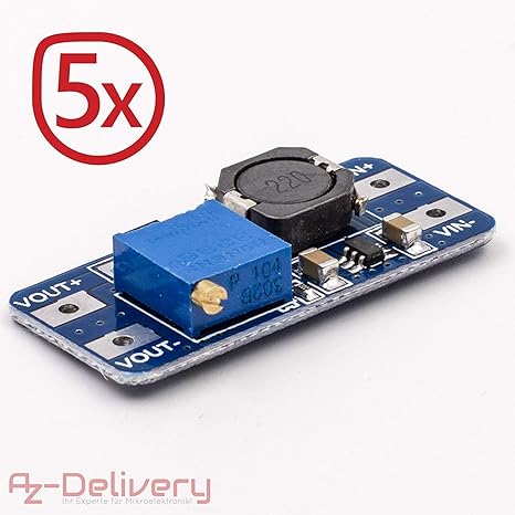 AZDelivery ????? 5 x MT3608 DC-DC Netzteil Adapter Step up Modul für Arduino mit Gratis eBook!