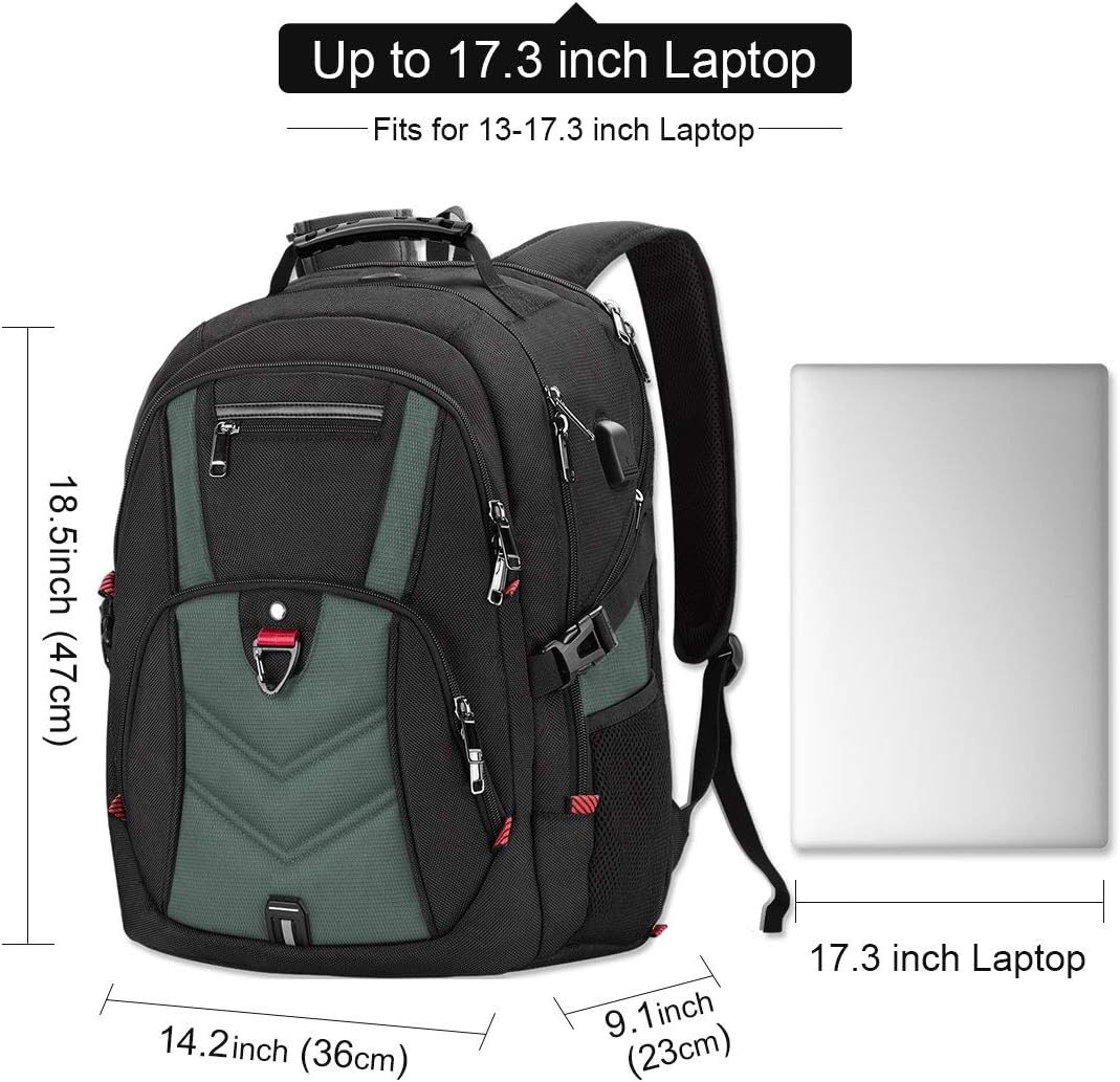 NEWHEY Zaino Porta PC Zaini Lavoro Uomo Notebook Laptop Borsa 17 17,3  Pollici Impermeabile con USB Zainetto da Viaggio Scuola Affari Grand Grigio  Valigeria Zaini per PC portatili outlookplanningdevelopment.com.au