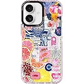ChiCaseVer for iPhone 16 Case,Expressive Y2K Citrus Coastal Sea Vintage Collage Design Blue Art Trendy Pattern Aesthetics Style,Military-Grade Drop Protection with Camera Lens Guard for Women Girls