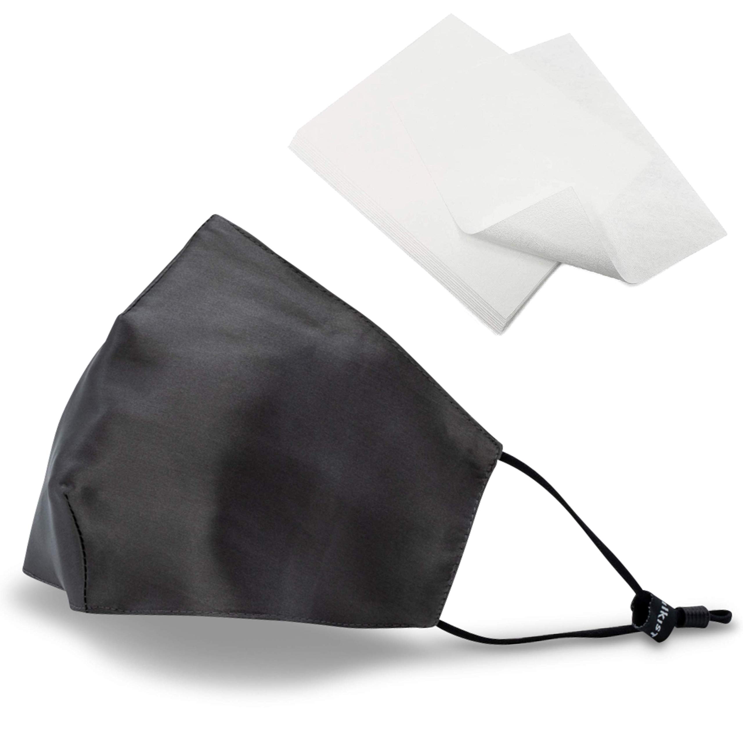 SILKIST Mouth Guard Mask 100% Silk [Unisex] 3-Layer Mouth & Nose Protection with Adjustable Ear Loops & Nose Clip - Reusable, Antibacterial & Skin Friendly