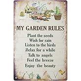 ERLOOD My Garden Rules Metal Tin Sign Vintage Wall Decoration Home Garden Kitchen Art Sign 8 x 12