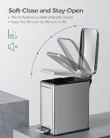 SONGMICS Narrow Pedal Bin with Lid, 2.6 Gallons, Slim Steel Trash Can, Silver view 5