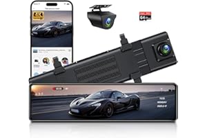 Tenpmas 12 inch 4K Rear View Mirror Camera Mirror Dash cam WiFi APP Rearview Mirror Backup Camera Dashcam Cameras with WDR Ni