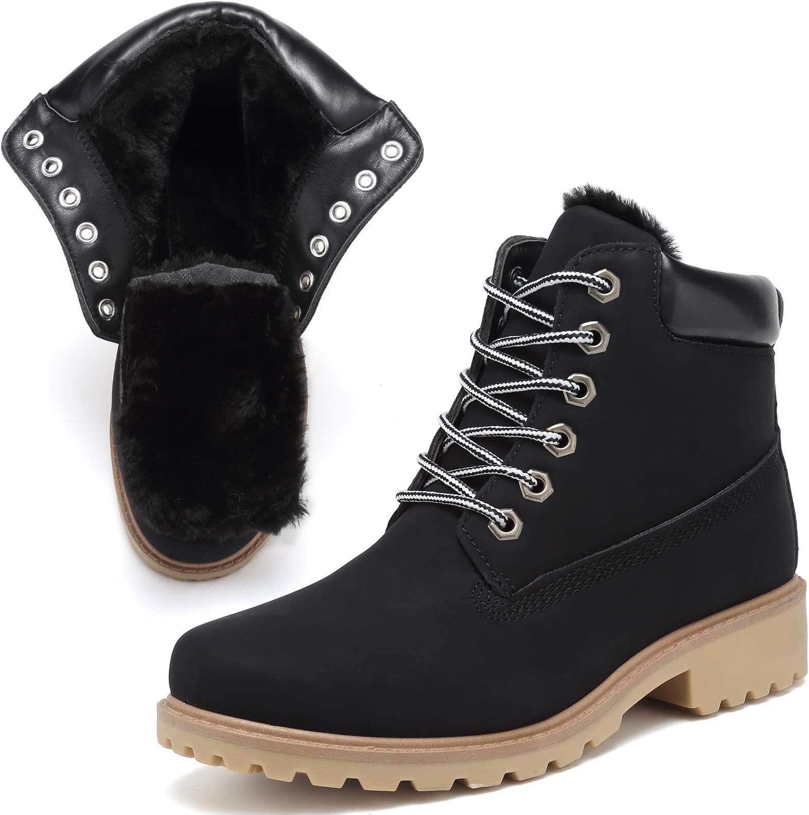 Ankle Boots for Women Low Heel Work Combat Boots Waterproof Winter Snow Boots