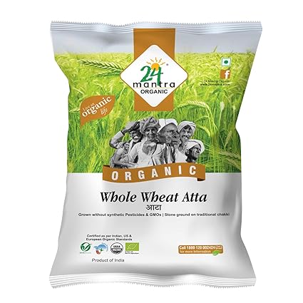 24 Mantra Organic Wholewheat Atta Premium, 10kg