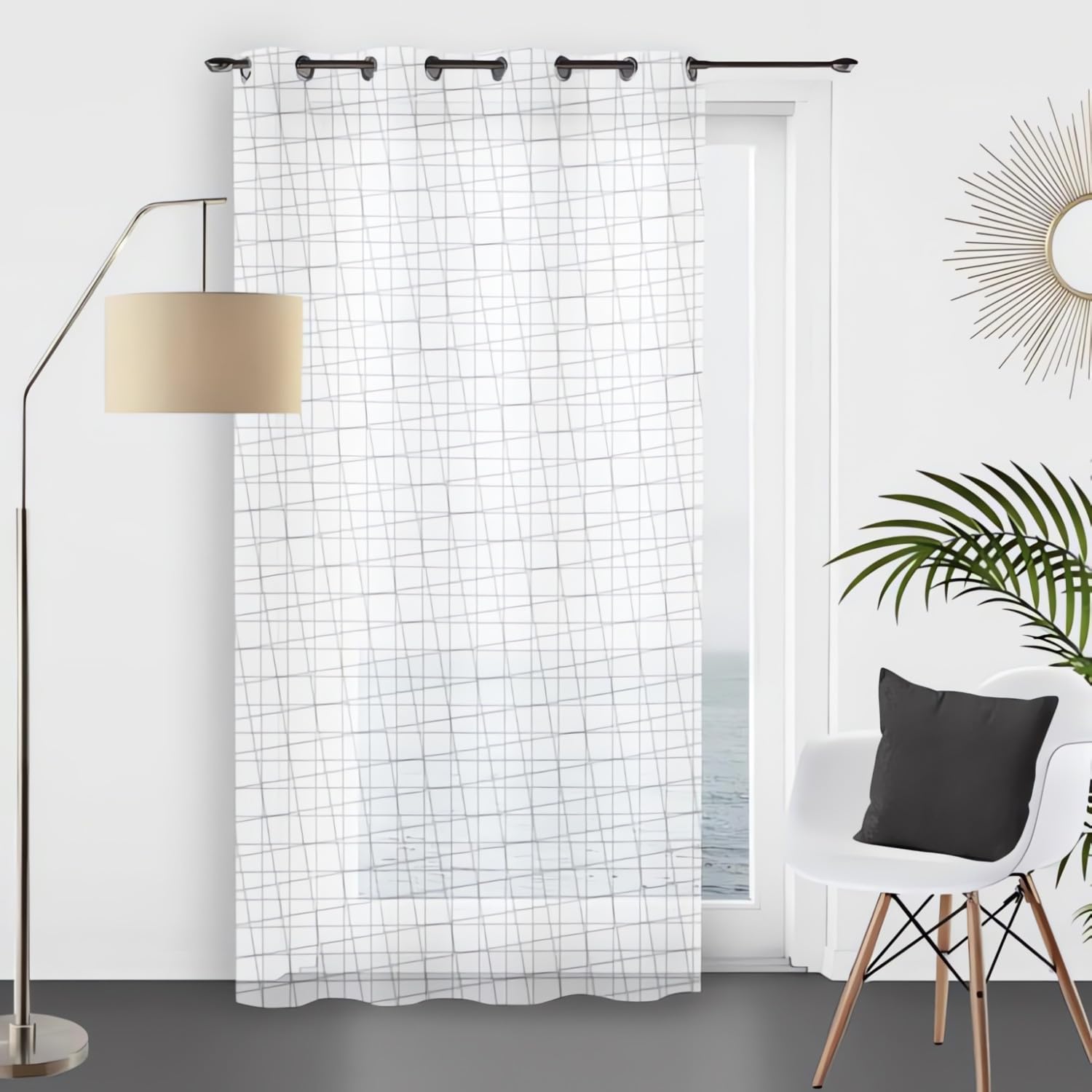 Soleil d'ocre, Luc Net Curtain, Polyester, White, 140 x 250 cm