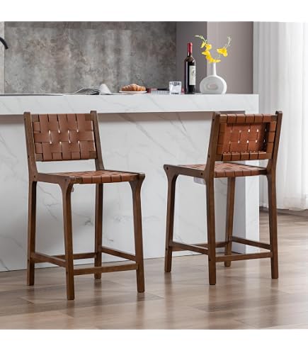 Amazon.com: Faux Leather Woven Counter Stool 24