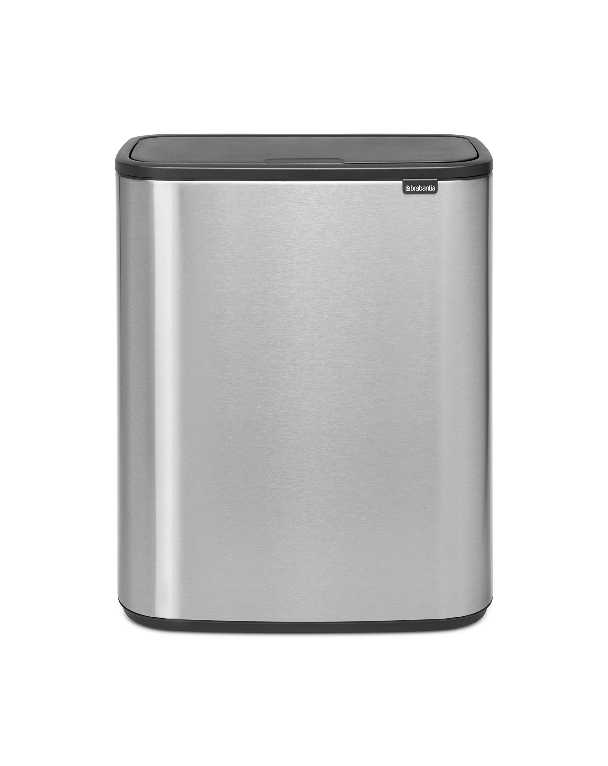 Brabantia Bo Touch Bin - 2 x 30L Inner Buckets (Matt Steel Fingerprint Proof) Large Waste/Recycling Kitchen Bin - Soft-touch