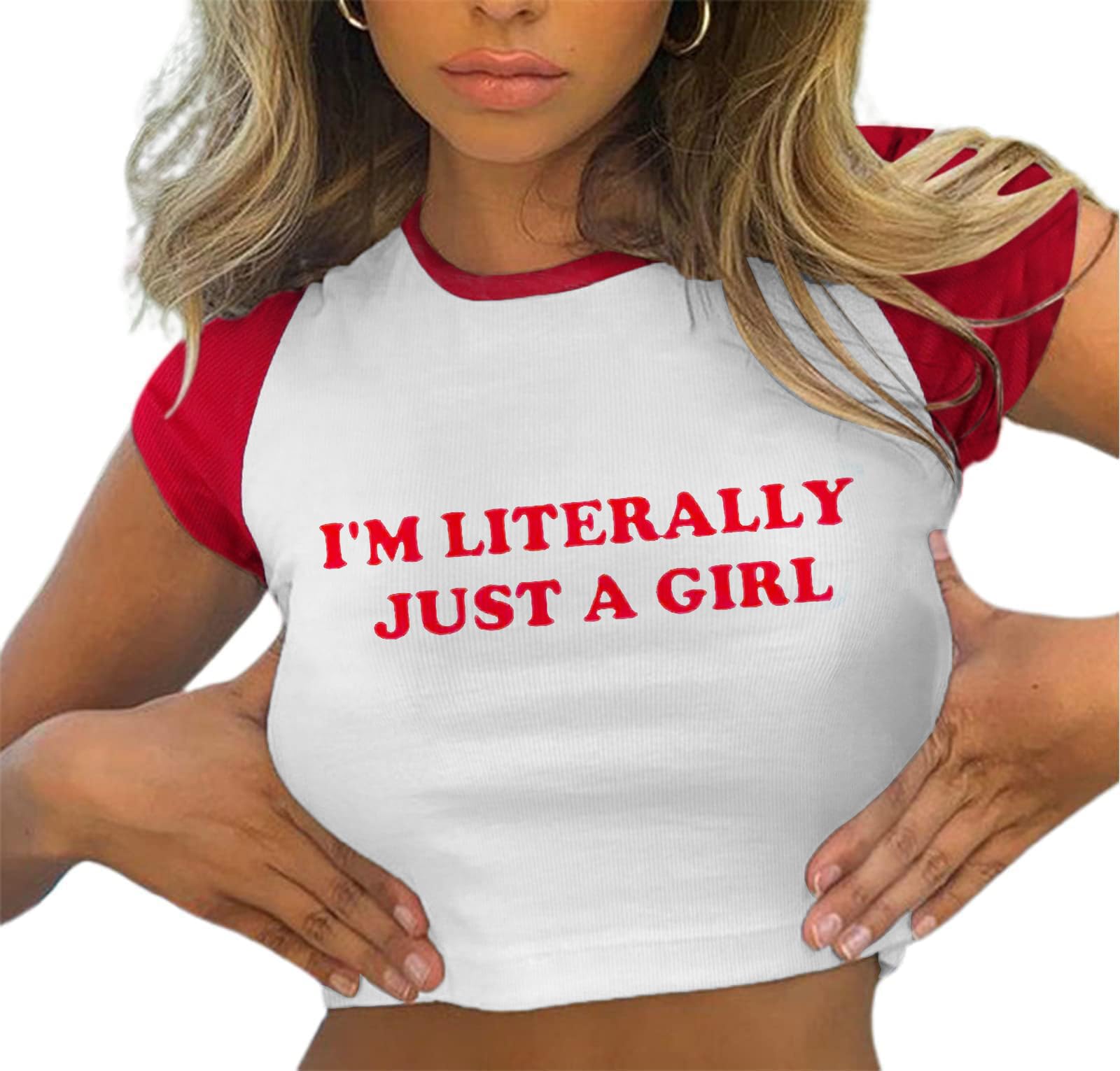 Photo 1 of *Minor Damage*
Avanova Women Funny Graphic Raglan Short Sleeve Crop Top Color Block Crewneck Baby Tee Shirt White Girl Medium