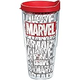 Tervis Marvel Logo Made in USA Double Walled Insulated Tumbler Travel Cup Keeps Drinks Cold & Hot, 24oz, Classic