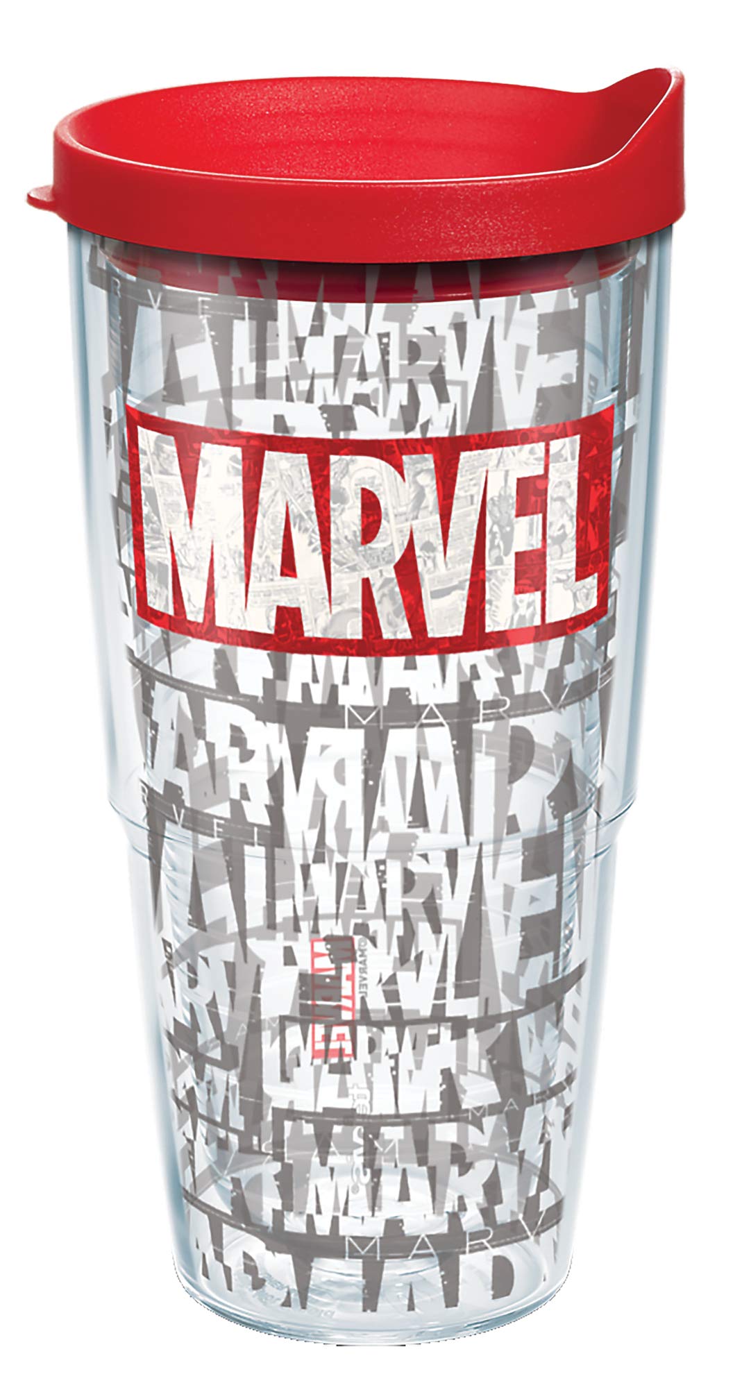 Tervis Marvel Logo Made in USA Double Walled Insulated Tumbler Travel Cup Keeps Drinks Cold & Hot, 24oz, Classic