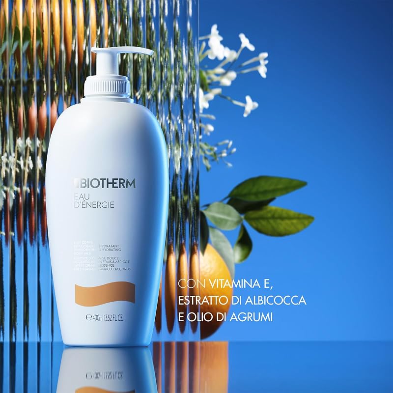 Eau D'Energie Body Milk, Latte Corpo Idratante e Rivitalizzante, Per Tutti i Tipi di Pelle, Profumato, Idrata e Leviga la Pelle, Con Estratti di Albicocca, Vitamina E e Vitamina F, 400 ml