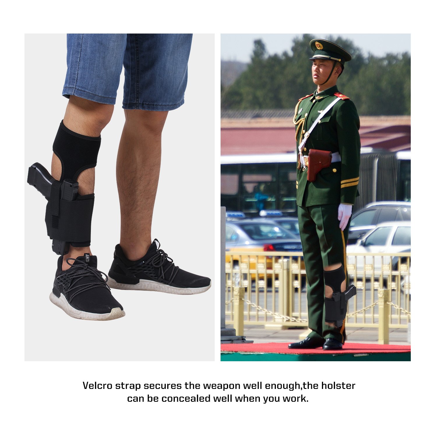 XIAOYI Ankle Holster for Concealed Carry Pistol/Handgun with Adjustable Elastic Secure Strap, Gun Holsters Suitable men and women For Glock 42, 43, 36, 26, S&W Bodyguard .380.38, Ruger LCP, LC9