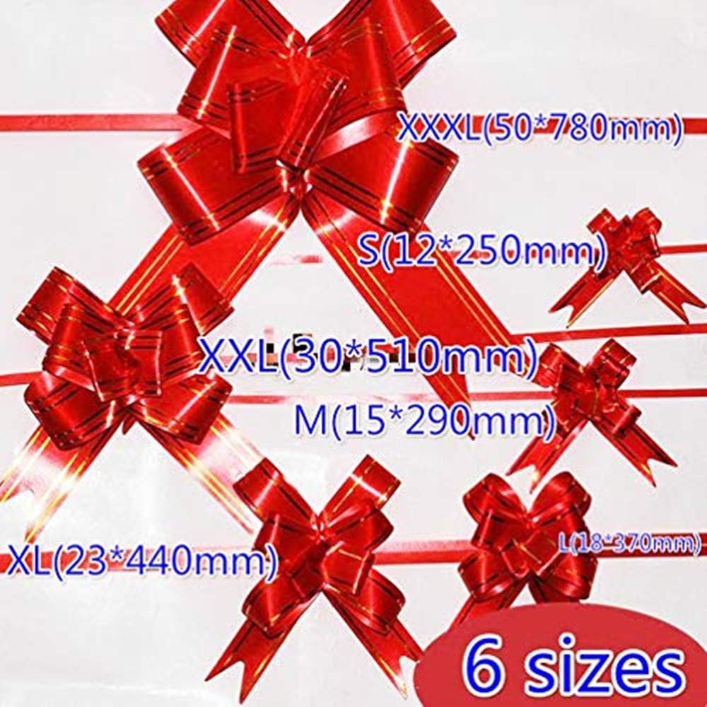 Red Christmas Gift Pull Bows - 6 Sizes, Pack of 20, Wreath, Garland, Valentine's Day, Gift Basket, Presents, Birthday, Fundraiser, Classroom, Office, Decoration (13cm Flower XL(23 * 440mm))