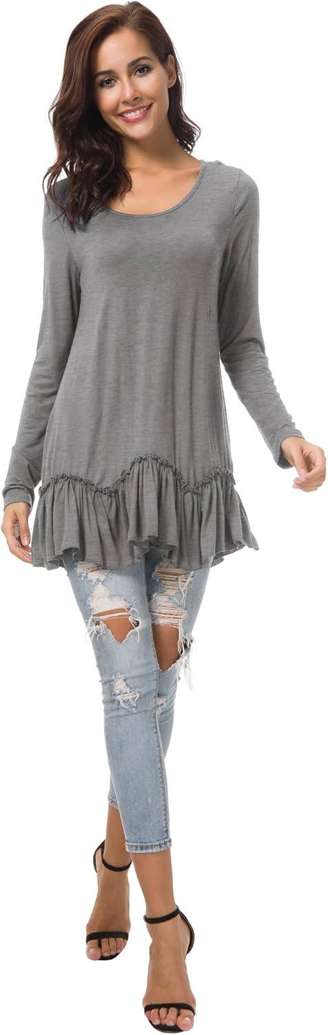 Urban CoCo Women's Casual T-Shirt Solid Long Sleeve Tunic Tops at  Women’s Clothing store