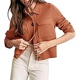 Shy Velvet Women 2026 Shackets Jacket Patch-Pocket Sweaters Merino Cardigan Open Front Button Down Cropped Jackets