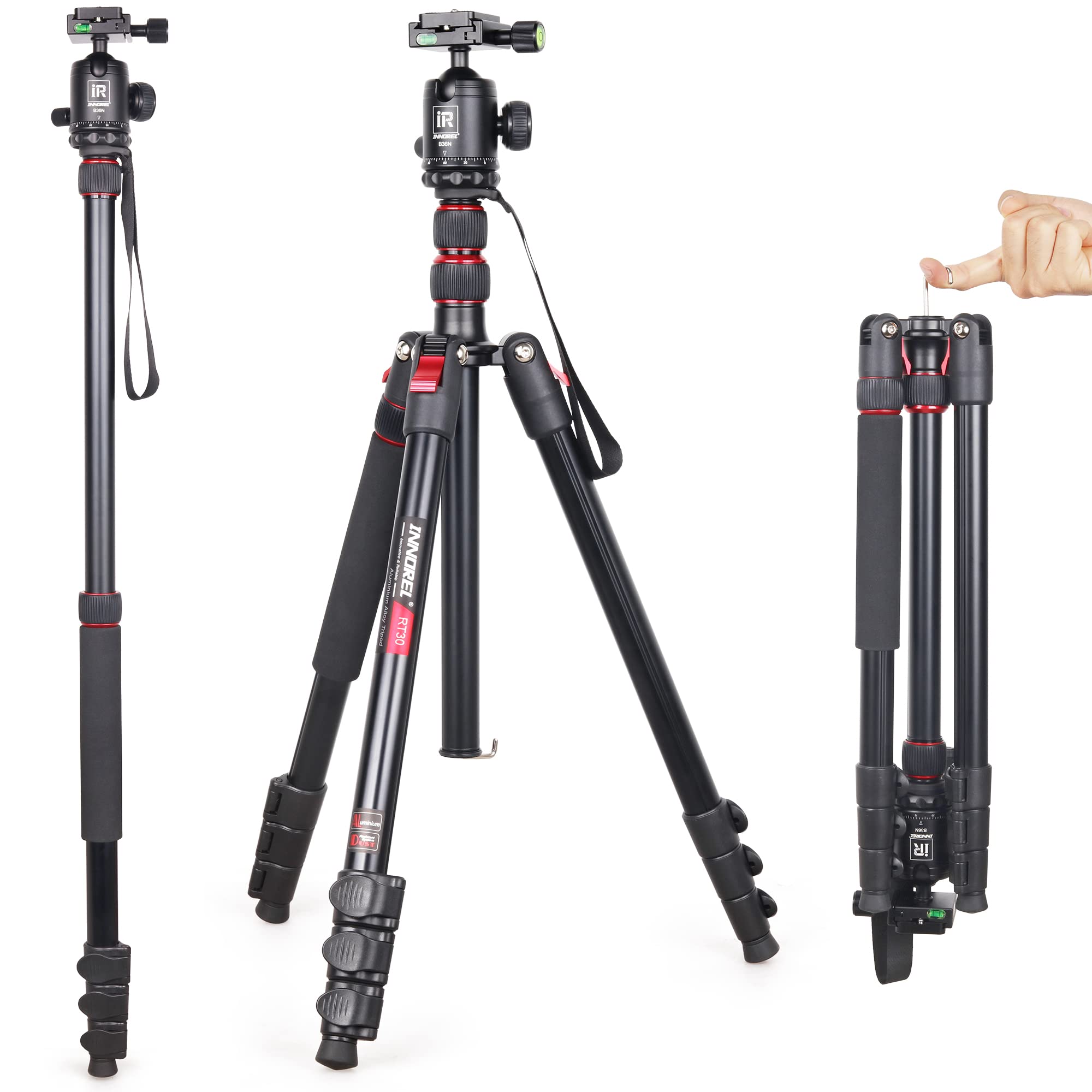 Professional Camera Tripod High Monopod Stand-INNOREL RT30, Lightweight Aluminum Alloy Fast Flip Lock Max Height 77.6in/197cm with B36N CNC 36mm Panoramic Ball Head for DSLR Camera Shooting