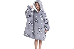 Oversized Blanket Hoodie Sweatshirt Kids, Warm Fleece Hooded Sweater with Pockets for Boys Girls One Size Fits 7-14T