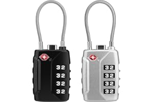 TSA Luggage Locks, [Upgraded Version] [2 Packs] Diyife 4-Digit High Security Suitcase Padlocks, Flexible Combination Cable Pa