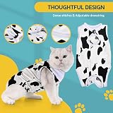 Avont Cat Recovery Suit Post Surgery Elizabethan Collar Alternative Cow Print M view 3