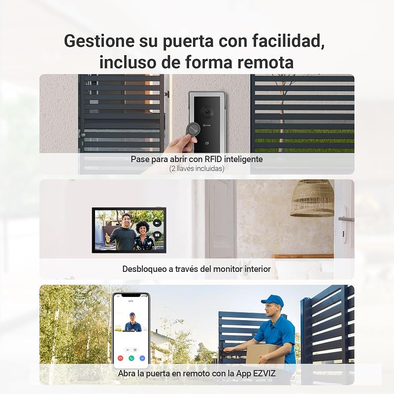 Sistema de Intercomunicador de Vídeo WiFi 1080P, monitor tátil a cores de 7'', campainha de vídeo de 2 fios, destrancamento remoto, áudio bidirecional, banda dupla (2,4/5GHz), design fino, CP5