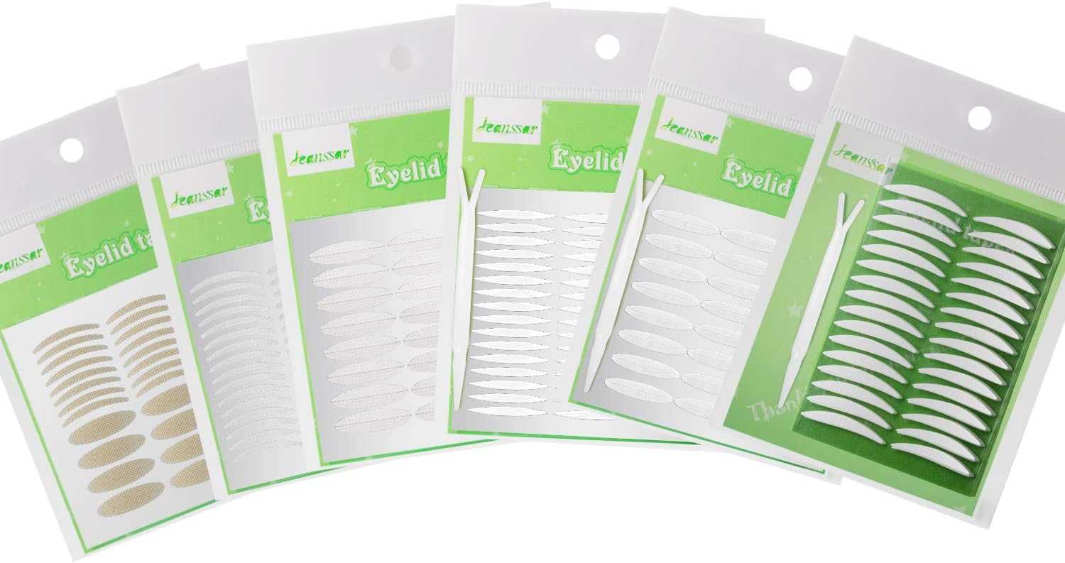 1456Pcs/6Packs/7Styles Eyelid Tapes Invisible Single/Double-Sided Sticky Double Stickers, Medical Fiber Eyelid Lift Strip Without Surgery, for Hooded, Droopy, Uneven, Mono-eyelids