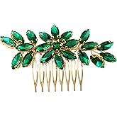 BETITETO Bridal Crystal Hair Piece Rhinestone Wedding Small Hair Comb Accessories for Women Girls (Emerald Green)