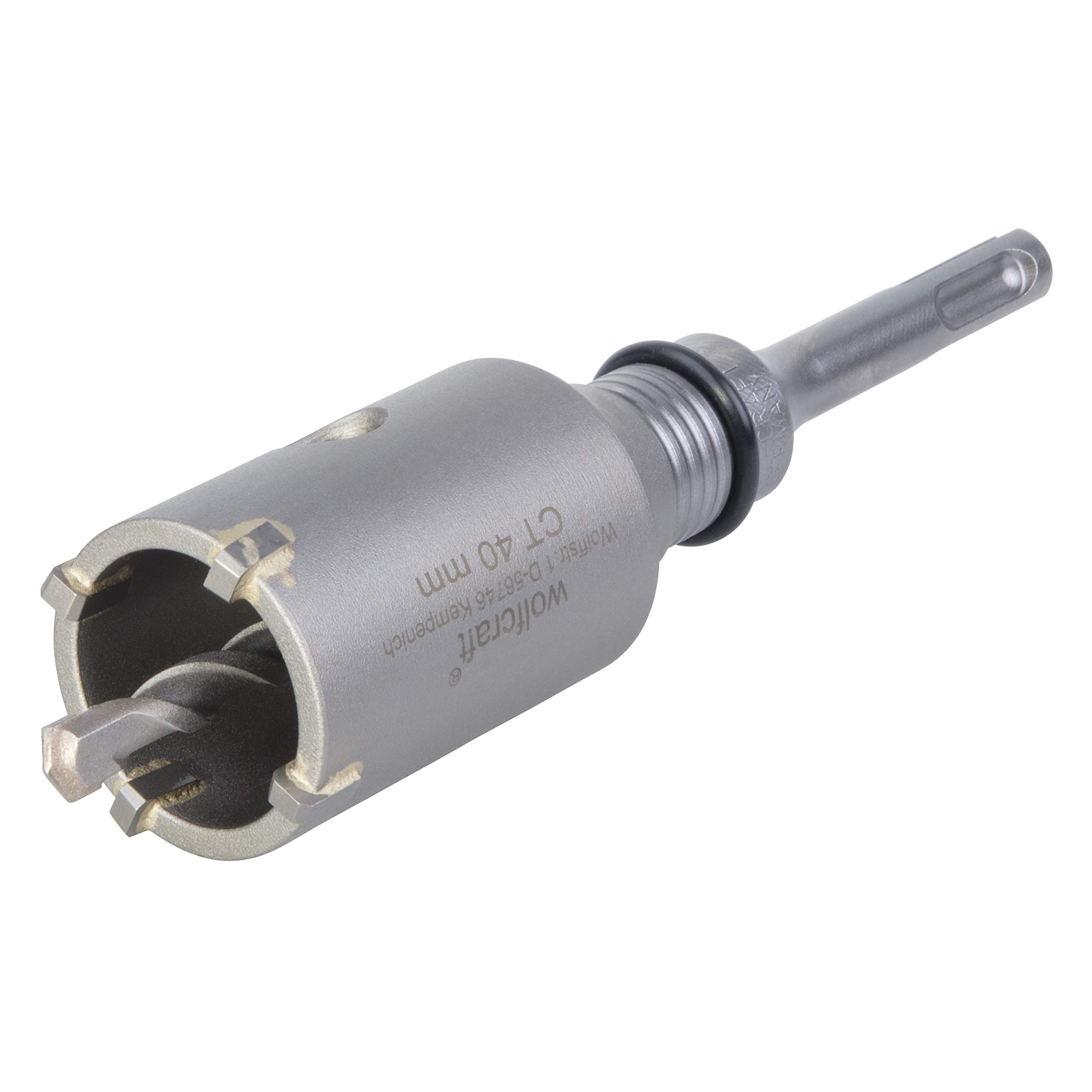 wolfcraft Annular Bit, Tungsten Carbide Tipped, With SDS Plus Mandrel, Ø 40 mm I 5480000 I For electrical and plumbing installations in concrete, brick walls and stone; cutting depth 46 mm
