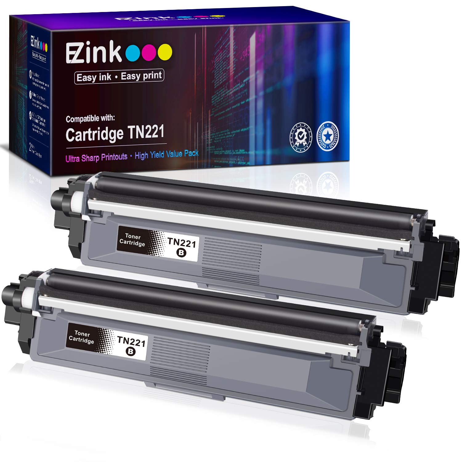 Laser Printer Drums & Toner Electronics 5Pack TN225 Toner, 5Pack DR221CL Drum Compatible Drum