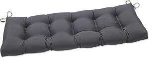 Pillow Perfect Outdoor | Indoor Canvas Charcoal Tufted Bench Swing Cushion, 60