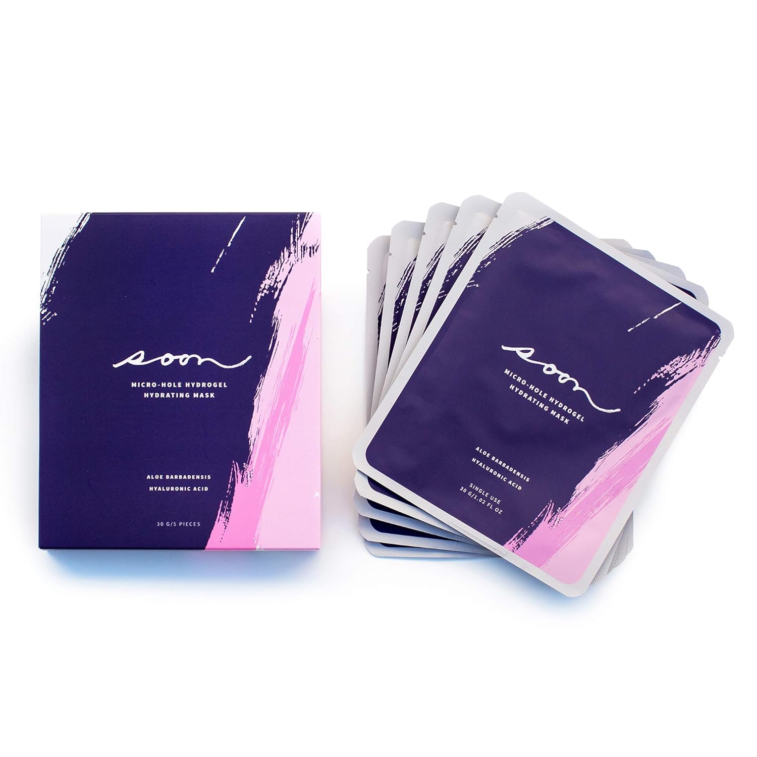 Soon Skincare Micro-Hole Hydrogel Hydrating Face Mask | Luxury Korean Facial Treatment with Hyaluronic Acid, Collagen, Aloe | Instant Skin Moisturizing (Box of 5)