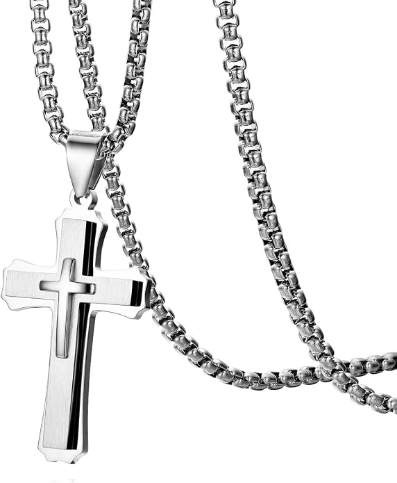 Chaîne Homme Croix, Chaîne Homme Acier Inoxydable Mode Avec Pendentif Chaîne Homme Croix, Chaîne Homme Acier Inoxydable Mode Avec Pendentif