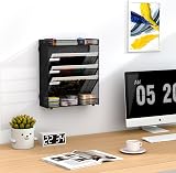 EasyPAG 5 Tier Wall File Organizer A4 Mesh Desk In Tray Holder Black view 5
