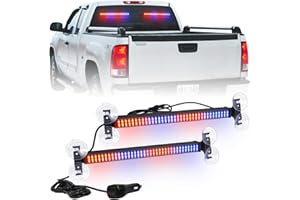 XRIDONSEN 2 in 1 Red Blue Traffic Advisor Police Light Bar 144 LED Interior Front Windshield Dash Rear Window Police Lights Emergency Strobe Warning Hazard Safety for Vehicles Trucks (2x17.7 inch)