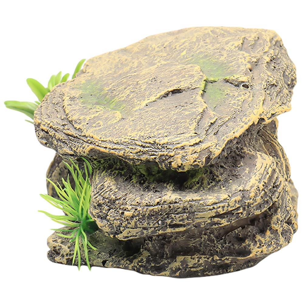 Balacoo 1Pc Turtles Basking Platform Reptile Rock Habitat Decoration Tortoise Resin Dock Resting Terrace Hiding Cave Floating Ledge Aquarium Ornament for Turtle, Frogs, Newts, Lizard