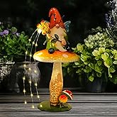 Solar Garden Gnome Figurine, Waterproof Outdoor Mushroom Decor with Solar Outdoor Lights for Yard, Patio, Lawn Ornaments, Ideal Gifts for Mom Grandma Women, Housewarming Gifts-16.5"