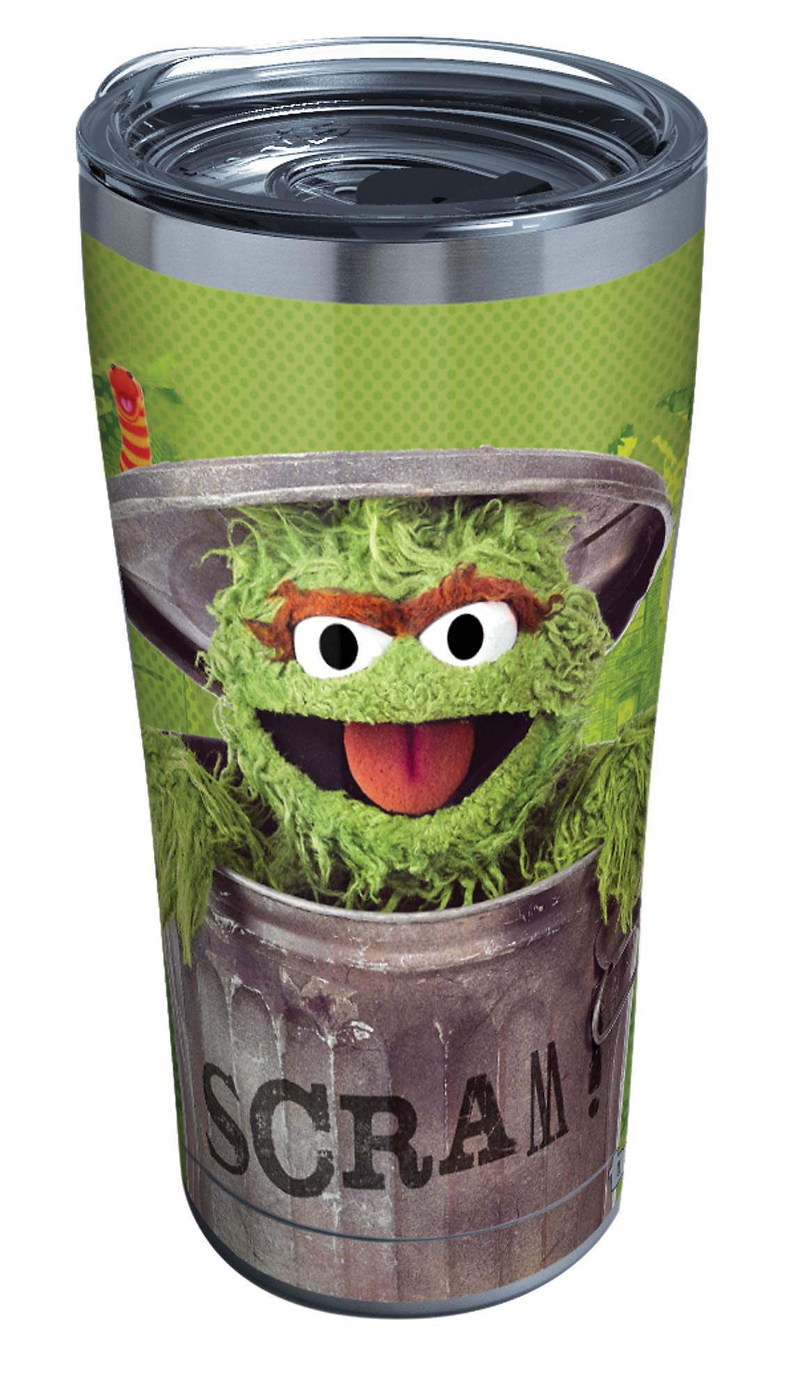 Tervis Sesame Street Triple Walled Insulated Tumbler Travel Cup Keeps Drinks Cold & Hot, 20oz - Legacy - Stainless Steel, Oscar Scram