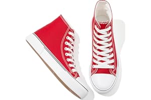 Adokoo High Top Sneakers for Woman Canvas Casual White Black Sneakers Shoes for Women Lace Up Fashion Comfortable Walking Shoes