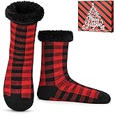 Mens Slipper Socks with Grippers, Winter Gift Warm Thermal Fuzzy with Non Slip Floor Home Socks US 9-12