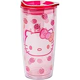 Silver Buffalo Sanrio Hello Kitty Strawberry Double Wall Travel Tumbler with Slide Close Lid, 20 Ounces
