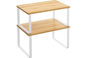 SONGMICS Cabinet Organizer Shelf, Set of 2 Kitchen Counter Shelves, Kitchen Storage, Spice Rack, Stackable, Expandable, Metal