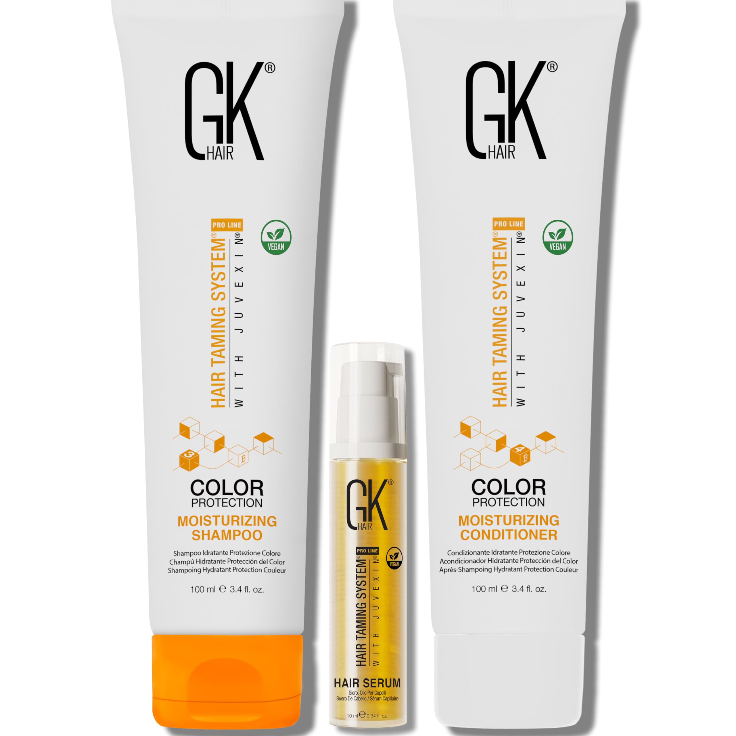 GK HAIR Care set Moisturizing Shampoo And Conditioner 100ml With Free 10ml Argan Oil Serum For Dry Damaged Hair Repair & Frizzy Hair - No Sulfate No Paraben